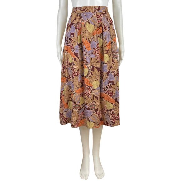 Vintage Tropical Floral Print Skirt Size Small/Medium 27-30" Waist 1990s A-Line - Picture 2 of 5